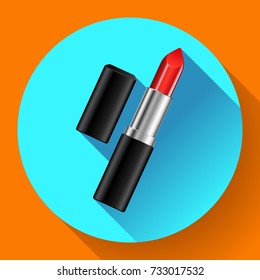 Red lipstick flat icon, cosmetics and makeup icons