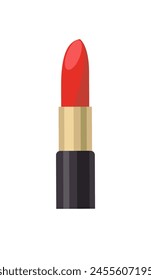 Red lipstick flat vector illustration isolated on a white background.