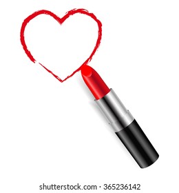 Red Lipstick With Gradient Mesh, Vector Illustration
