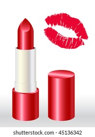 Palo de labios rojo y beso caliente Vector