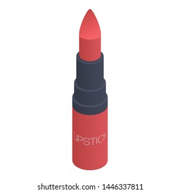 Red lipstick icon. Isometric of red lipstick vector icon for web design isolated on white background
