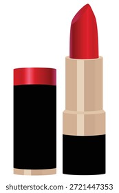 Icono rojo del lápiz labial fijado en estilo plano para el maquillaje de las mujeres y la Ilustración vectorial cosmética del diseño