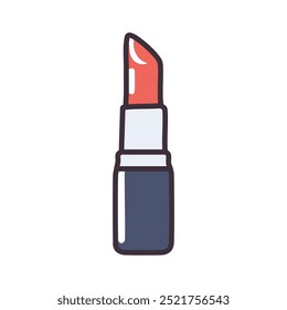 Icono rojo del lápiz labial. Gráfico simple de un tubo de lápiz labial rojo. Ideal para belleza, estilo y contenido relacionado con la moda.