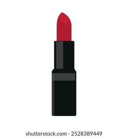 Roter Lippenstift, Vektorgrafik. Kosmetik-Produktsymbol für Frauen, einzeln auf weißem Hintergrund.