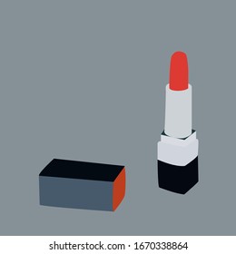 Red lipstick, illustration, vector on white background.