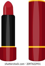 Red lipstick illustration, vector on a white background.