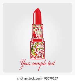 Red Lipstick isolated made from a leaf pattern.