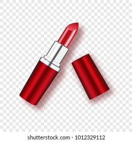 Red lipstick - isolated on transparent background. 3D Realistic Vector Illustration