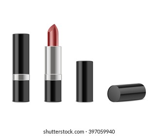 Red lipstick isolated on white background