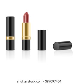 Red lipstick isolated on white background