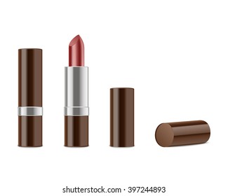 Red lipstick isolated on white background