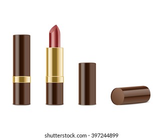 Red lipstick isolated on white background