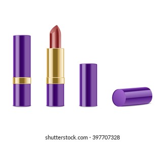 Red lipstick isolated on white background