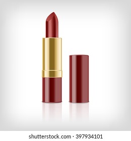 Red lipstick isolated on white background