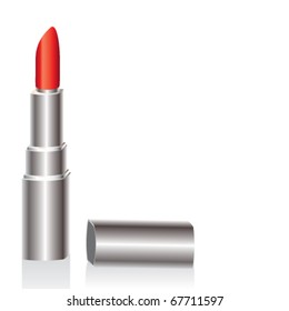 Red lipstick isolated on a white background