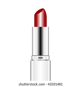 Red lipstick isolated over white square background