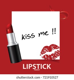 Red lipstick , kiss background vector illustration