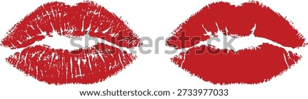 Red lipstick kiss marks on white background for design and decoration purposes love and beauty symbol