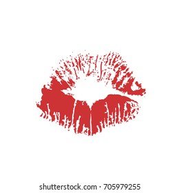 Red Lipstick Kiss On White Background Stock Vector (Royalty Free ...