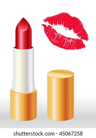 Batom vermelho e beijo Vetor