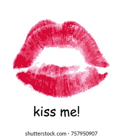 Red lipstick kiss. vector trace. kiss
