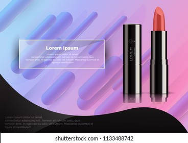 Red lipstick mockup. Realistic illustration of lipstick vector mockup.
Isolated on abstract background. EPS 10.