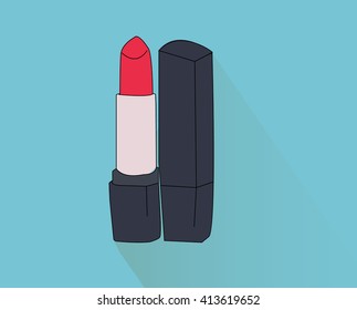 Red Lipstick on blue background