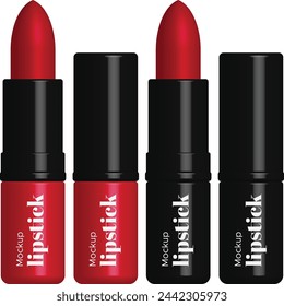 Red Lipstick on a white background. Makeup realistic cosmetic vector illustration isolated.