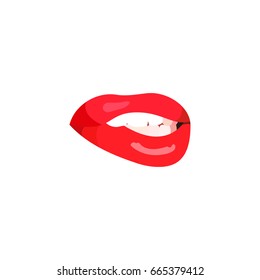 Red lipstick on white background. Vector illustration