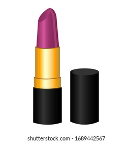 red lipstick in an open case of black color