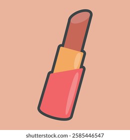 red lipstick with outline flat vector design