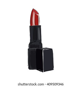 Red lipstick painted sketch
