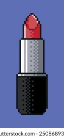 Roter Lippenstift Pixel retro 8-bit alter Stil einzelne Vektorgrafik Make-up Illustration