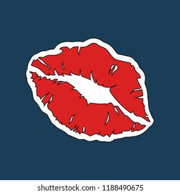 Red lipstick print sticker vector