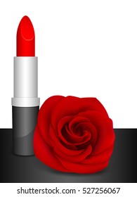 Red Lipstick & Red Rose. Mesh Gradient and Transparency were used. EPS - 10. 