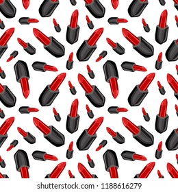 Red lipstick, seamless pattern.