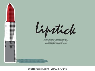 Red lipstick tube isolated on white background. Makeup beauty. Fashion and cosmetic care. Vector stock