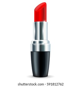 Red lipstick. Vector 3d illustration isolated on white background