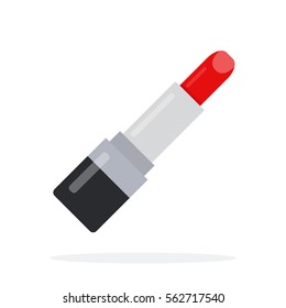 Red Lipstick vector flat material design object. Isolated illustration on white background.