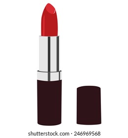 Red lipstick vector icon isolated, cosmetic, glamour