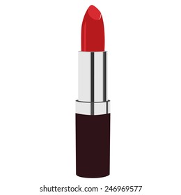Red lipstick vector icon isolated, cosmetic, glamour
