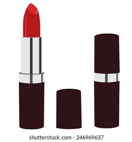 Red lipstick vector icon isolated, cosmetic, glamour