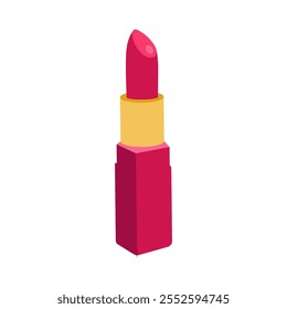 Lápiz labial rojo. Ilustración plana de color simple de Vector.