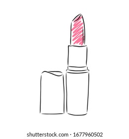 Red lipstick, vector sketch illustration 