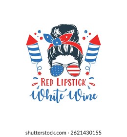 Red lipstick white wine memorial day designs