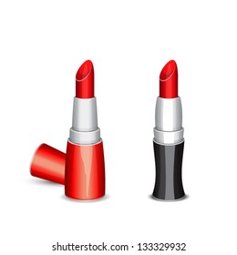 red lipsticks on white background