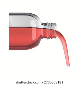 Red liquid, beverage, pouring, from bottle, clear glass, flow, stream, motion