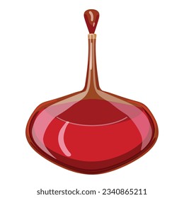 Vector de dibujos animados de iconos de botellas líquidas rojas. Producto cosmético. Perfume de Camellia