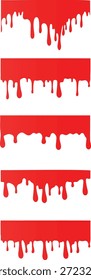 El líquido rojo gotea sobre fondo blanco cinco veces la sangre de la pintura