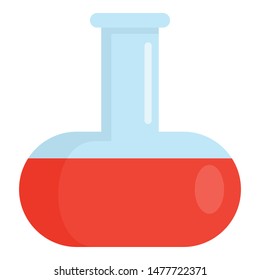 Red liquid flask icon. Flat illustration of red liquid flask vector icon for web design